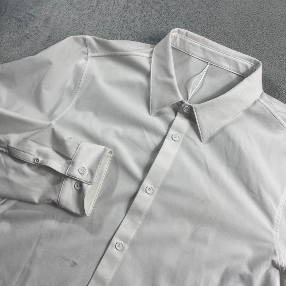 Lululemon Mens Commission Long Sleeve Shirt White Button Down Technical Stretch